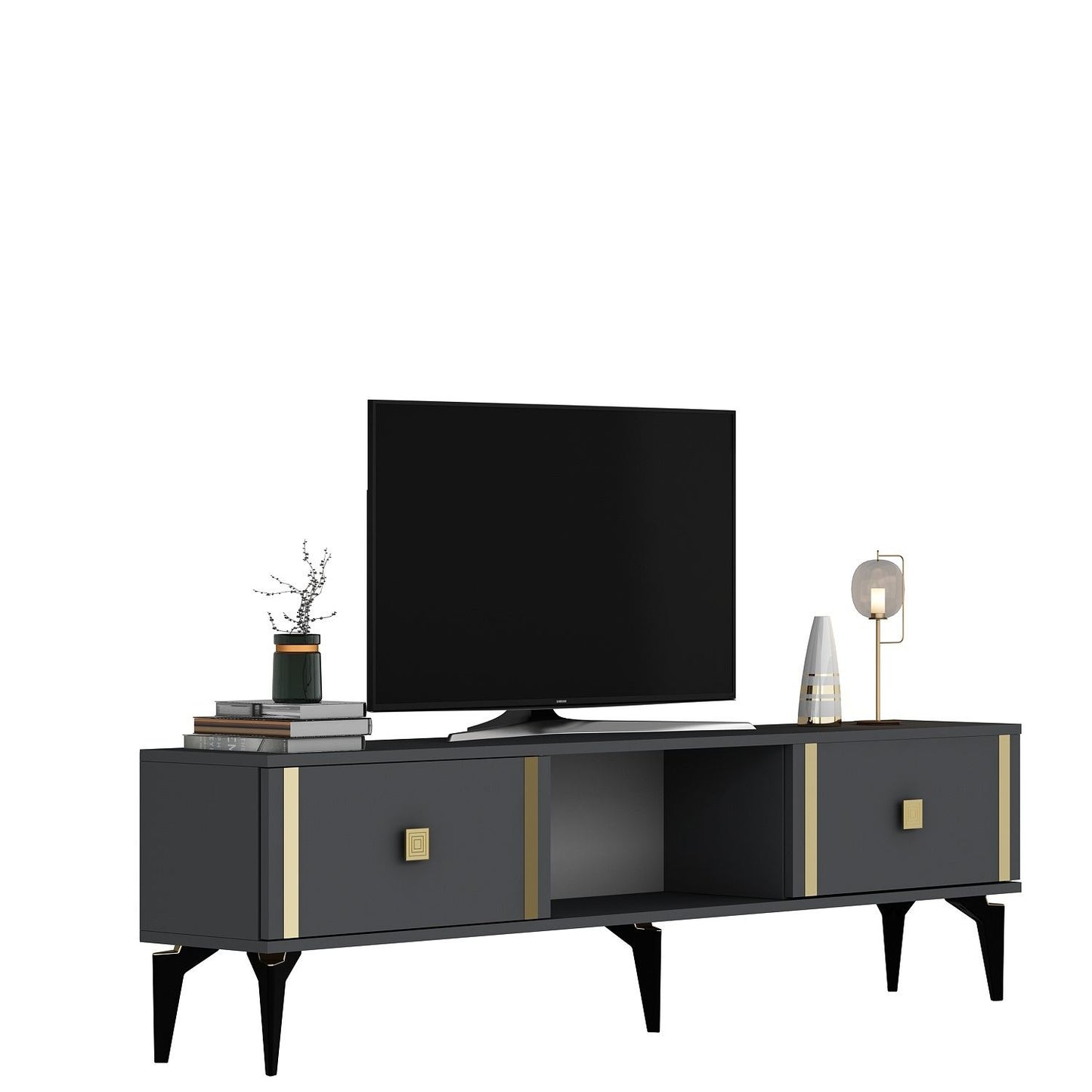 Έπιπλο Τηλεόρασης TV Βάση Σύνθεση Ανθρακί Χρυσό | 475OLV2931