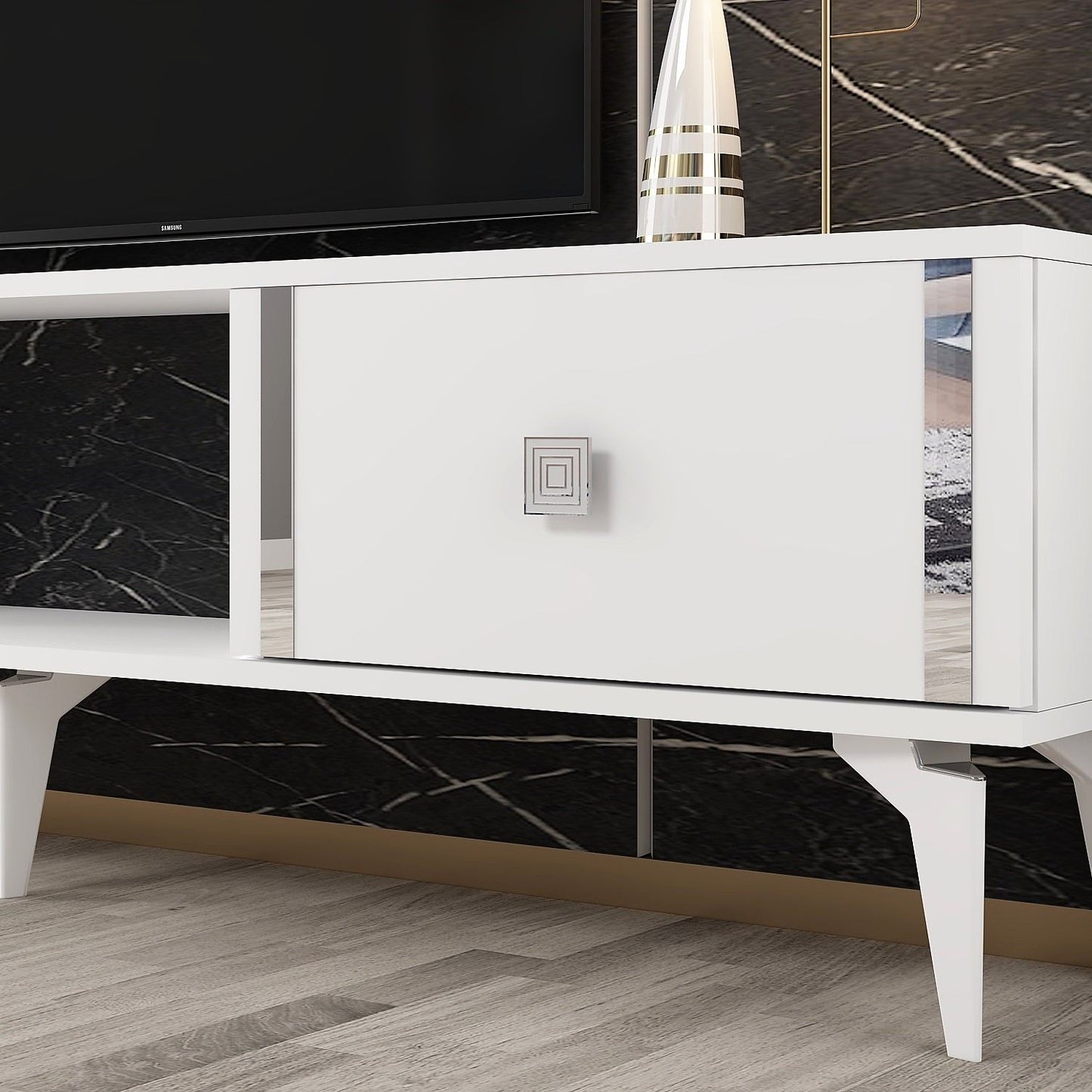 Έπιπλο Τηλεόρασης TV Βάση Σύνθεση Λευκό Silver | 475OLV2932