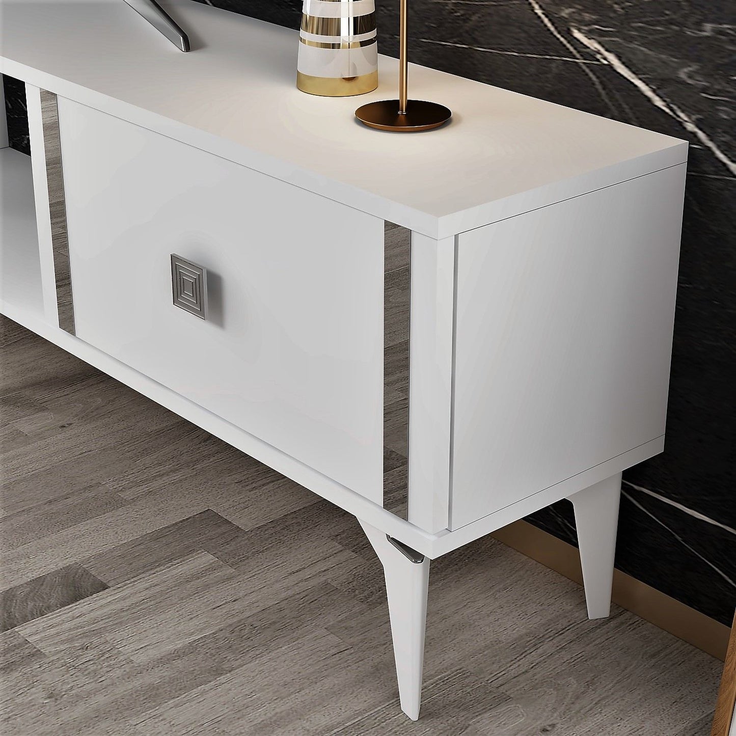Έπιπλο Τηλεόρασης TV Βάση Σύνθεση Λευκό Silver | 475OLV2932