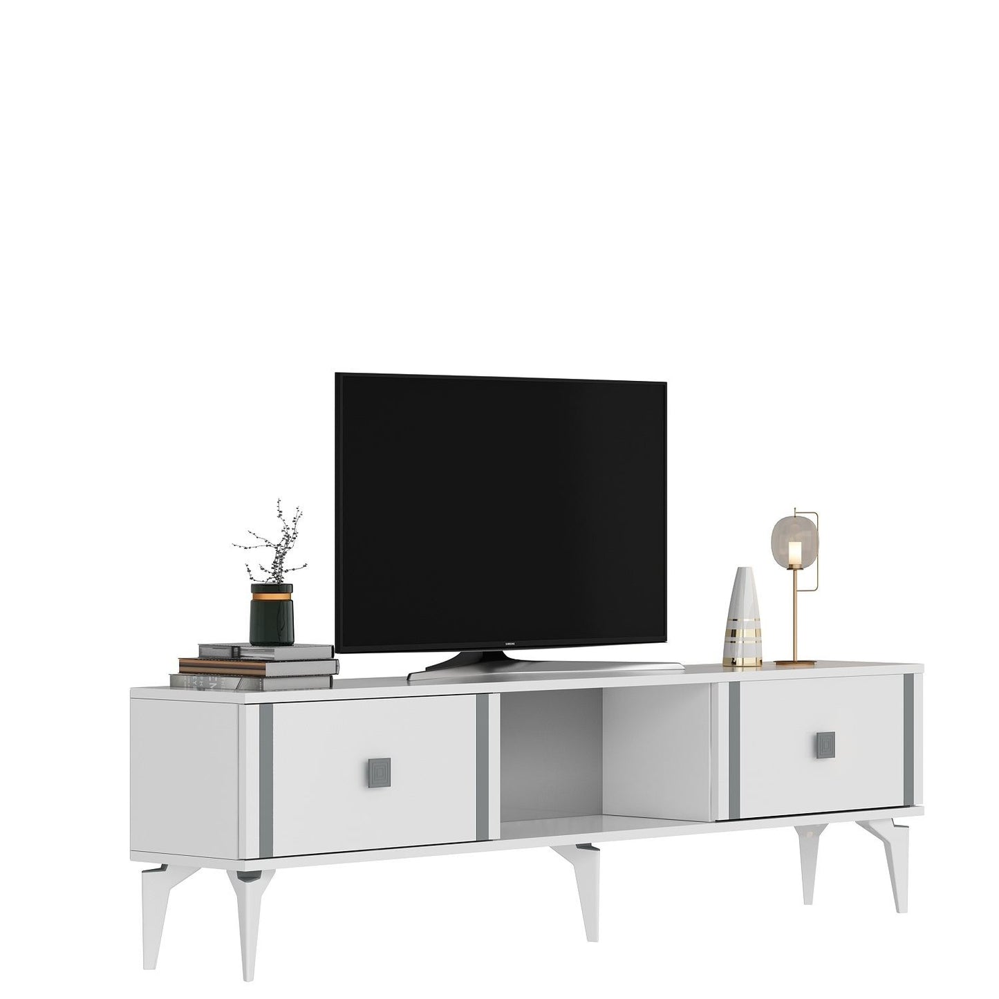 Έπιπλο Τηλεόρασης TV Βάση Σύνθεση Λευκό Silver | 475OLV2932