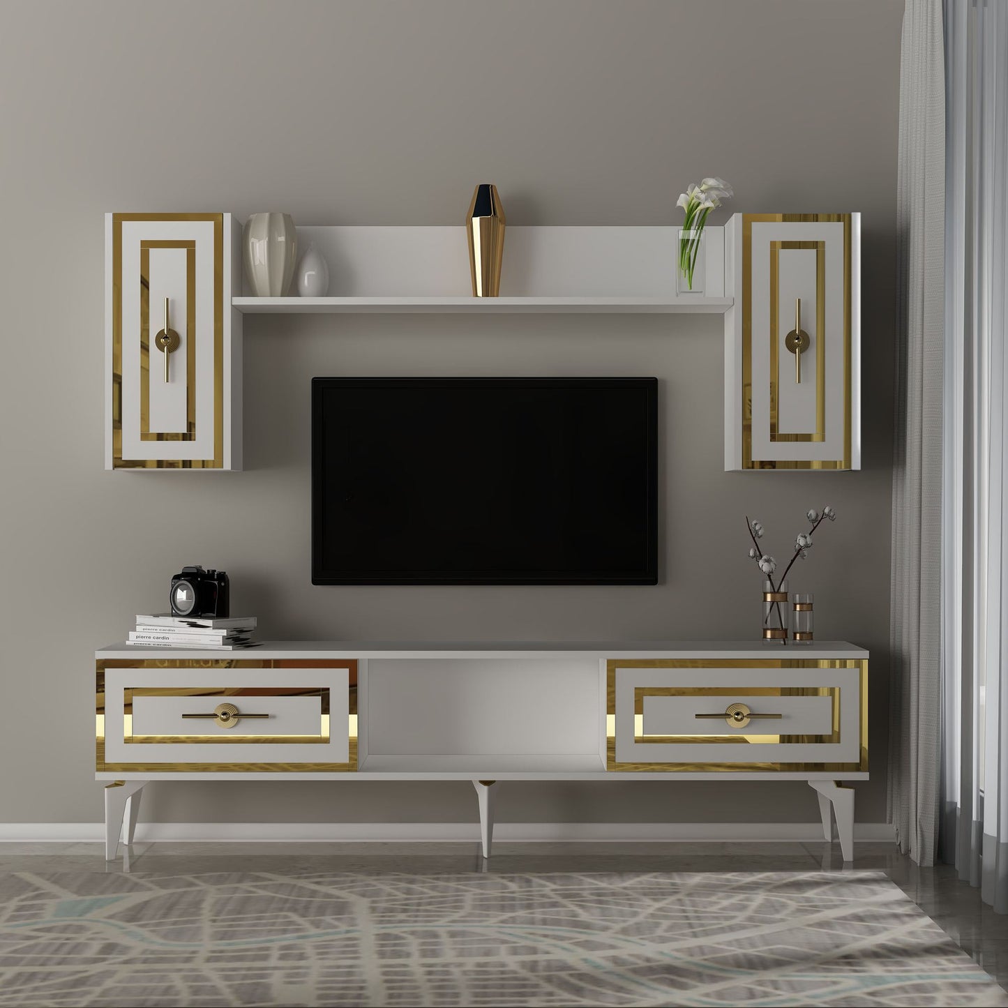 Έπιπλο Τηλεόρασης TV Βάση Σύνθεση Λευκό | 475OLV2984
