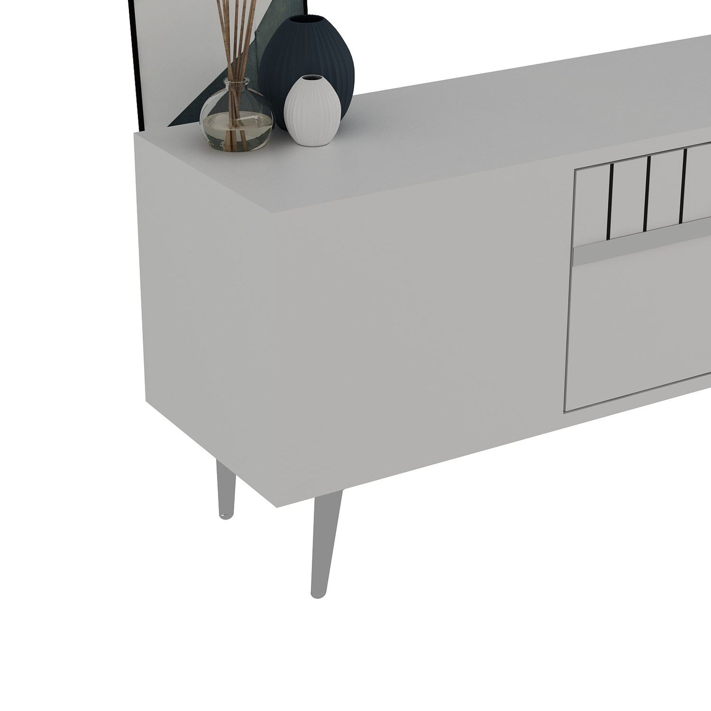 Έπιπλο Τηλεόρασης TV Βάση Σύνθεση Λευκό Silver | 475OLV2991