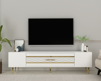 Έπιπλο Τηλεόρασης TV Βάση Σύνθεση Λευκό Χρυσό | 475OLV2996