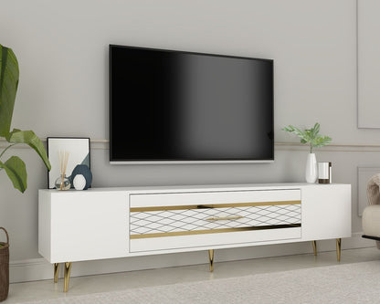 Έπιπλο Τηλεόρασης TV Βάση Σύνθεση Λευκό Χρυσό | 475OLV2996
