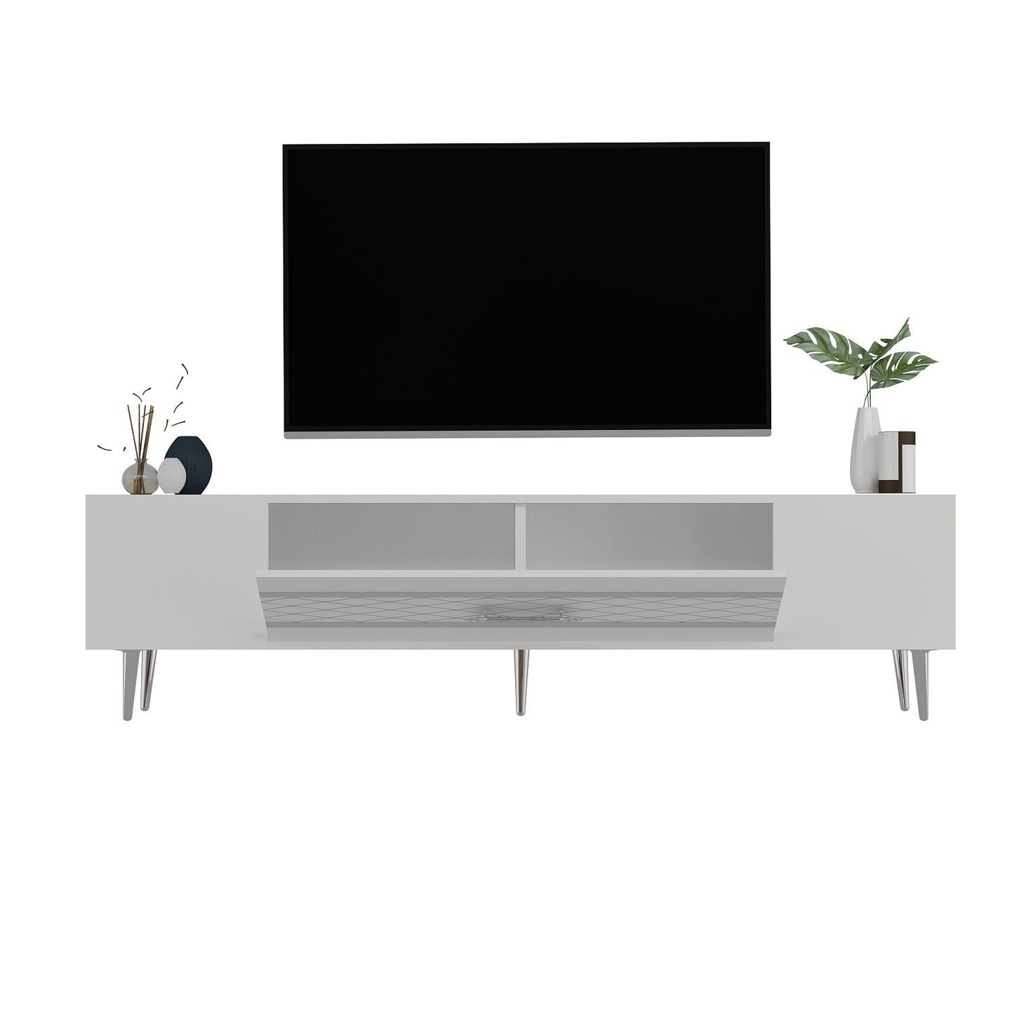 Έπιπλο Τηλεόρασης TV Βάση Σύνθεση Λευκό Silver | 475OLV3001