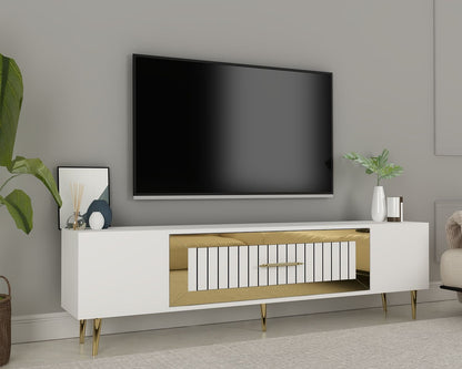 Έπιπλο Τηλεόρασης TV Βάση Σύνθεση Λευκό Χρυσό | 475OLV3006