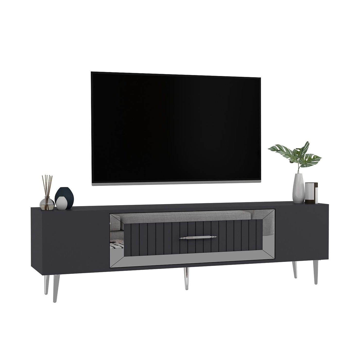 Έπιπλο Τηλεόρασης TV Βάση Σύνθεση Ανθρακί Silver | 475OLV3010