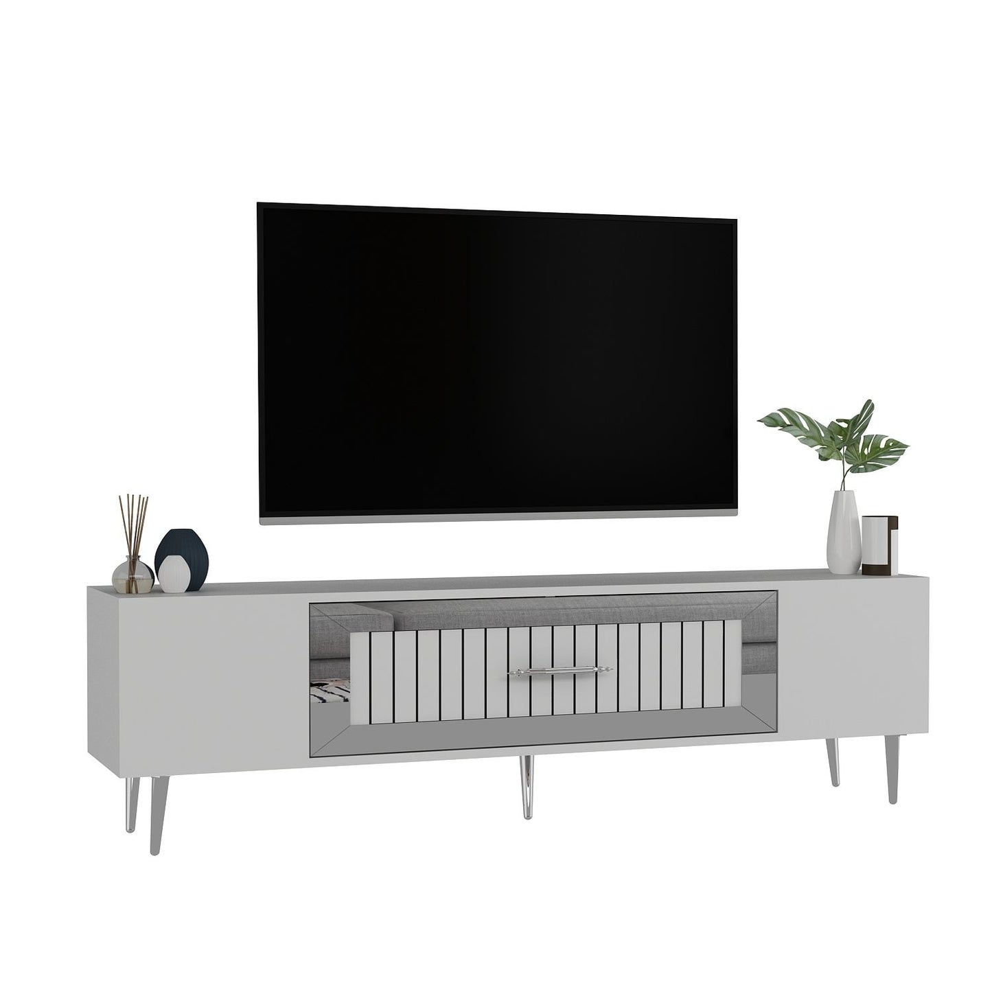 Έπιπλο Τηλεόρασης TV Βάση Σύνθεση Λευκό Silver | 475OLV3011