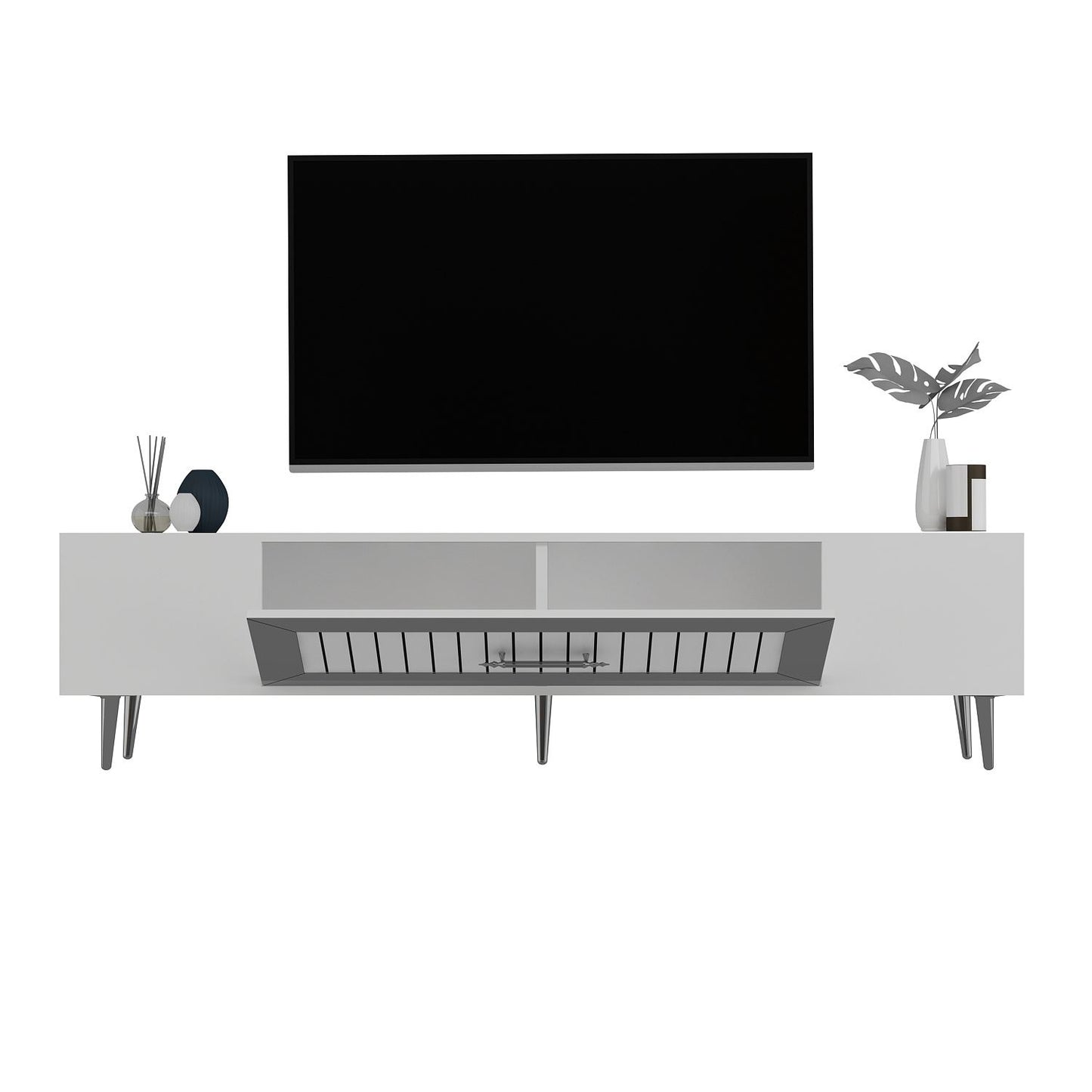 Έπιπλο Τηλεόρασης TV Βάση Σύνθεση Λευκό Silver | 475OLV3011