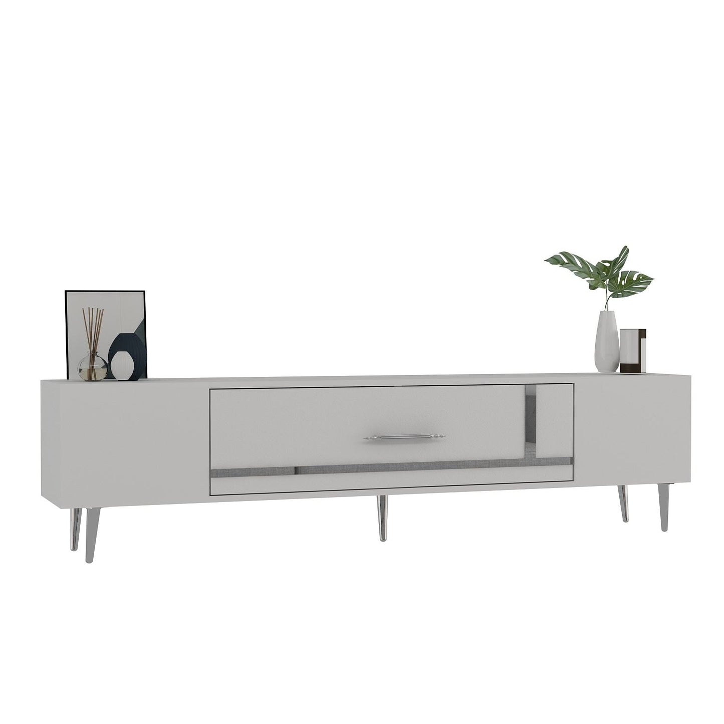 Έπιπλο Τηλεόρασης TV Βάση Σύνθεση Λευκό Silver | 475OLV3019