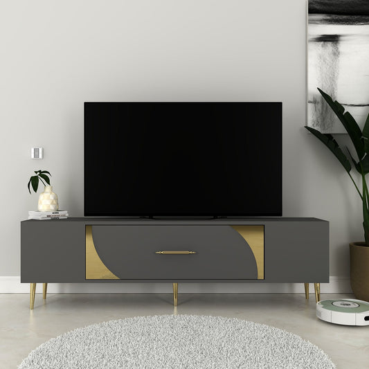 Έπιπλο Τηλεόρασης TV Βάση Σύνθεση Ανθρακί Χρυσό | 475OLV3021