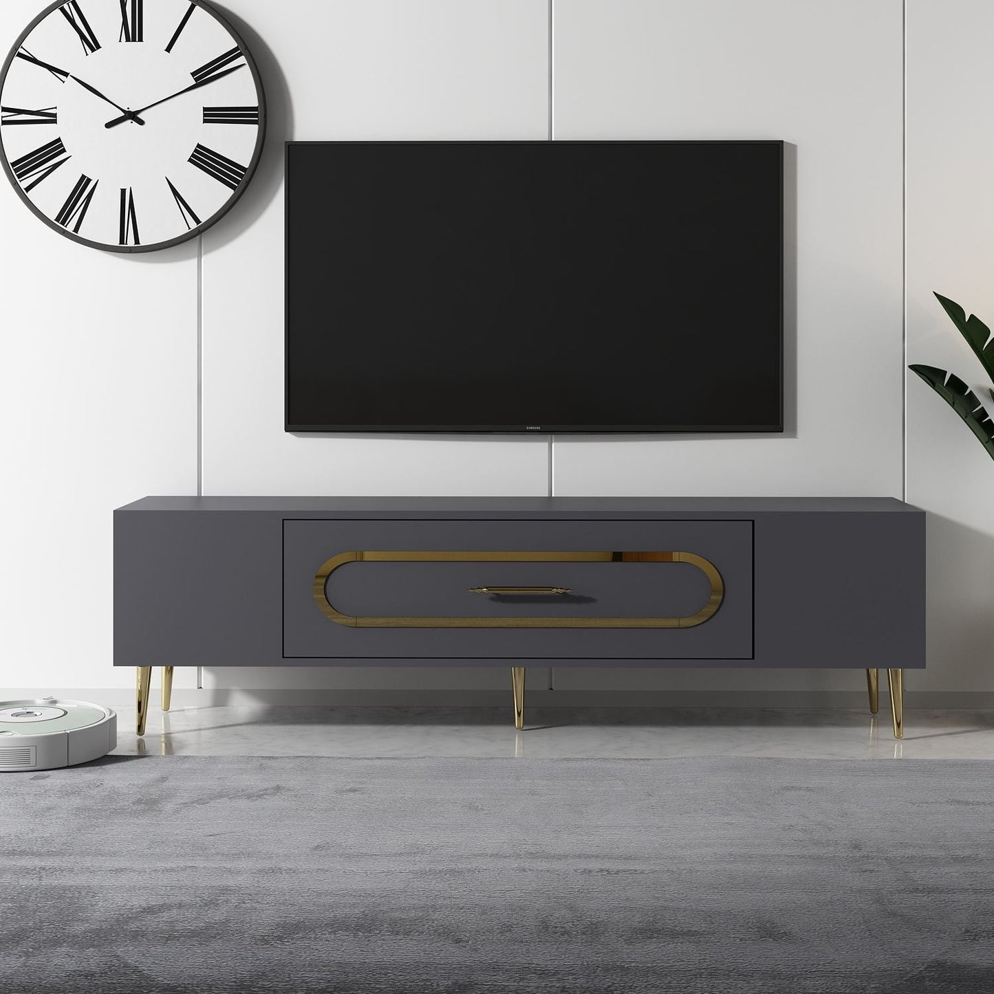 Έπιπλο Τηλεόρασης TV Βάση Σύνθεση Ανθρακί Χρυσό | 475OLV3027
