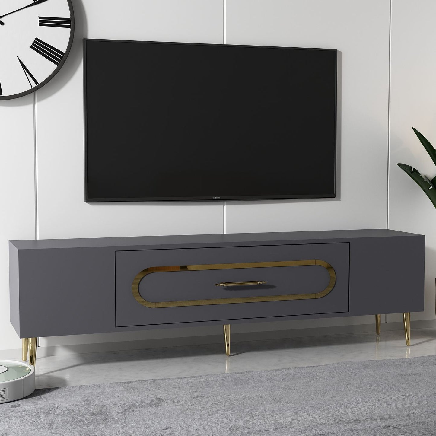 Έπιπλο Τηλεόρασης TV Βάση Σύνθεση Ανθρακί Χρυσό | 475OLV3027