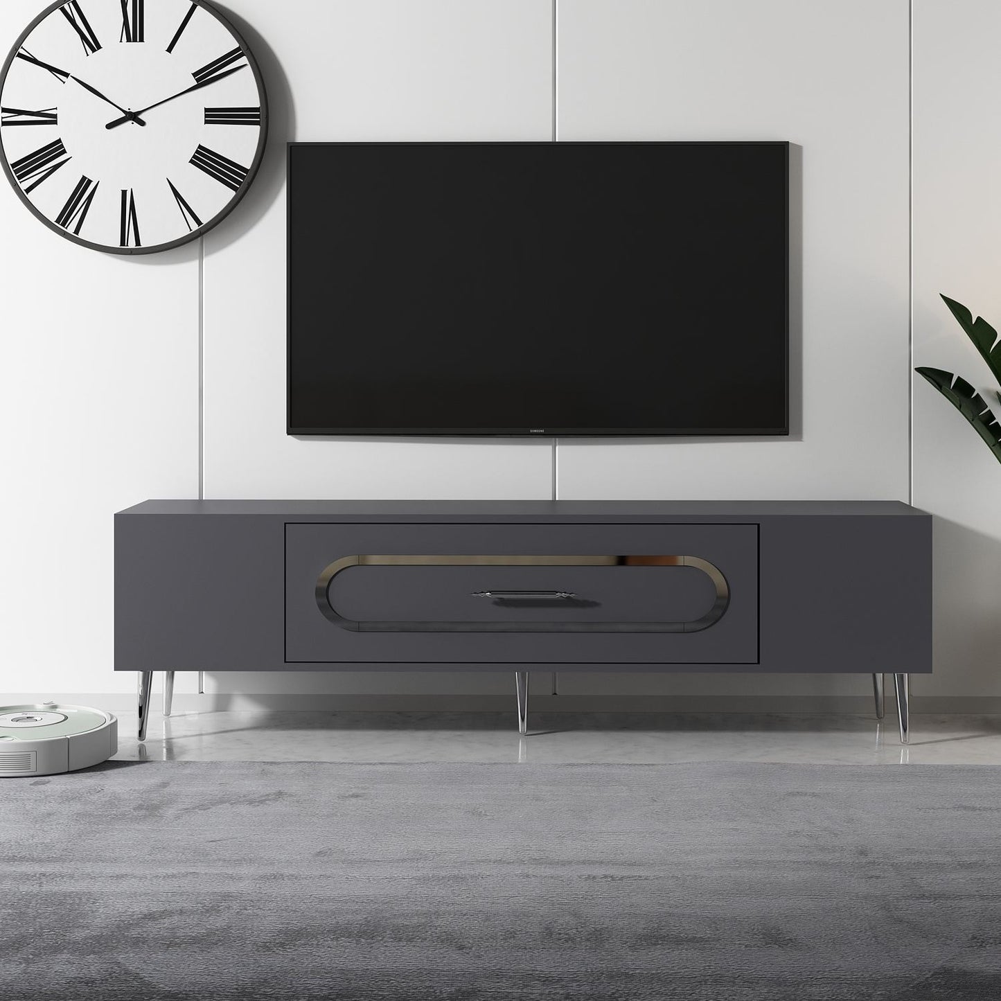 Έπιπλο Τηλεόρασης TV Βάση Σύνθεση Ανθρακί Silver | 475OLV3030