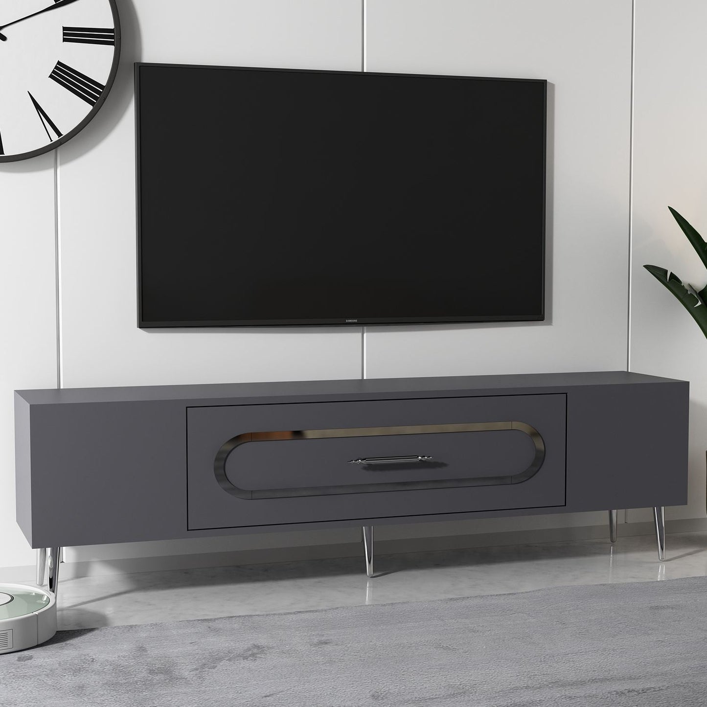 Έπιπλο Τηλεόρασης TV Βάση Σύνθεση Ανθρακί Silver | 475OLV3030