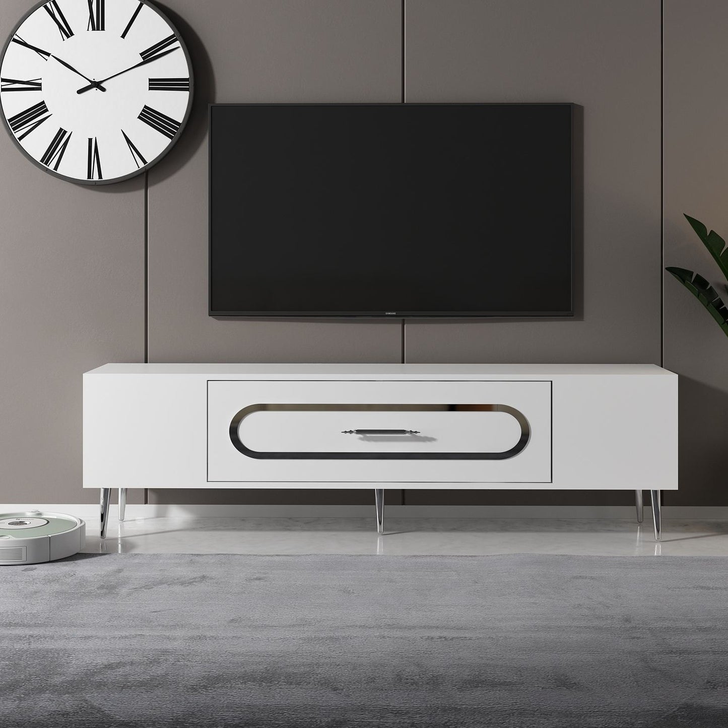 Έπιπλο Τηλεόρασης TV Βάση Σύνθεση Λευκό Silver | 475OLV3031