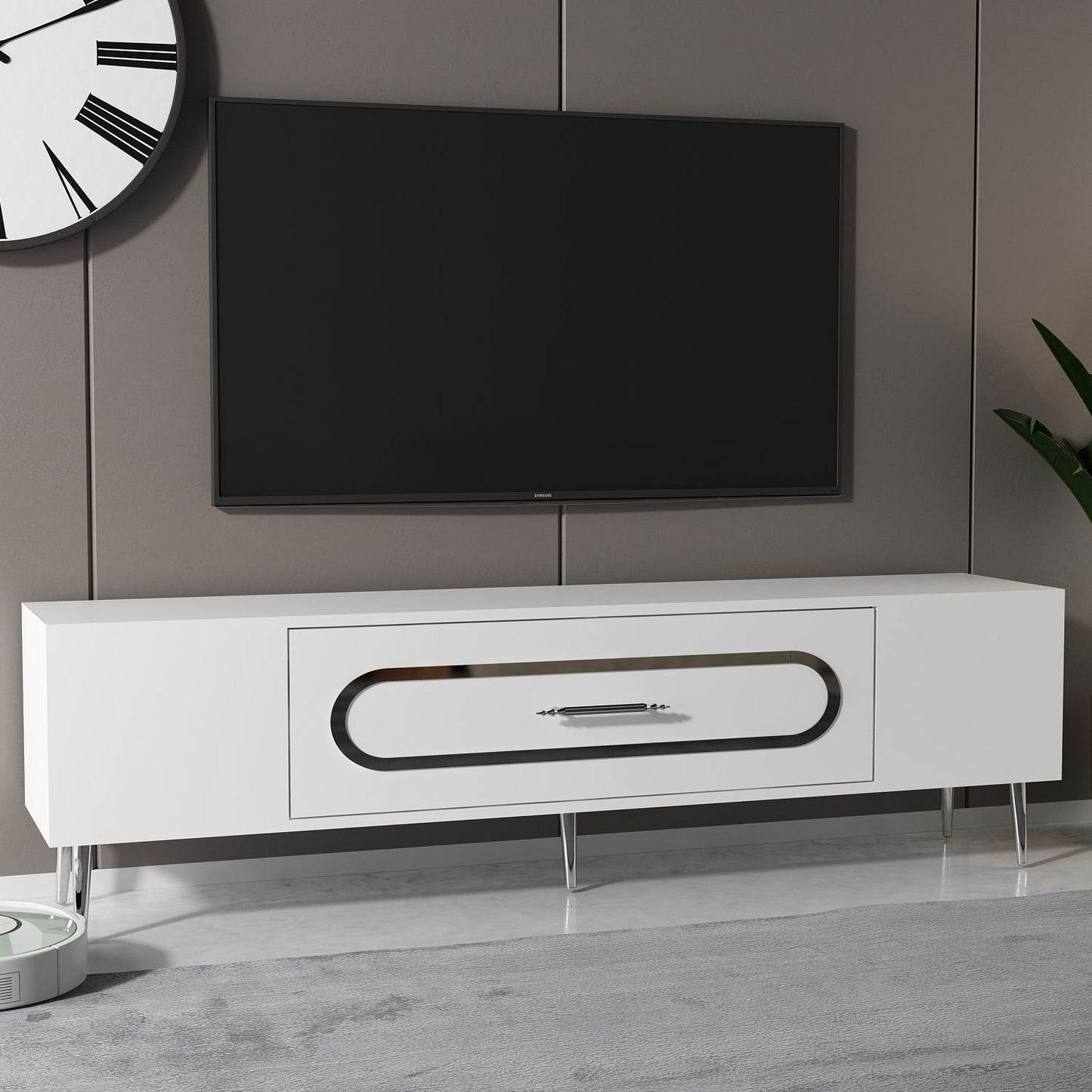 Έπιπλο Τηλεόρασης TV Βάση Σύνθεση Λευκό Silver | 475OLV3031