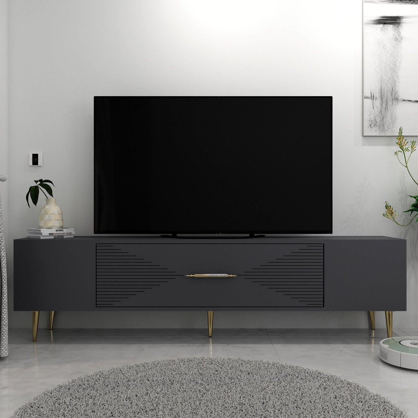Έπιπλο Τηλεόρασης TV Βάση Σύνθεση Ανθρακί Χρυσό | 475OLV3033