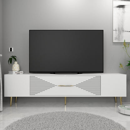 Έπιπλο Τηλεόρασης TV Βάση Σύνθεση Λευκό Χρυσό | 475OLV3034