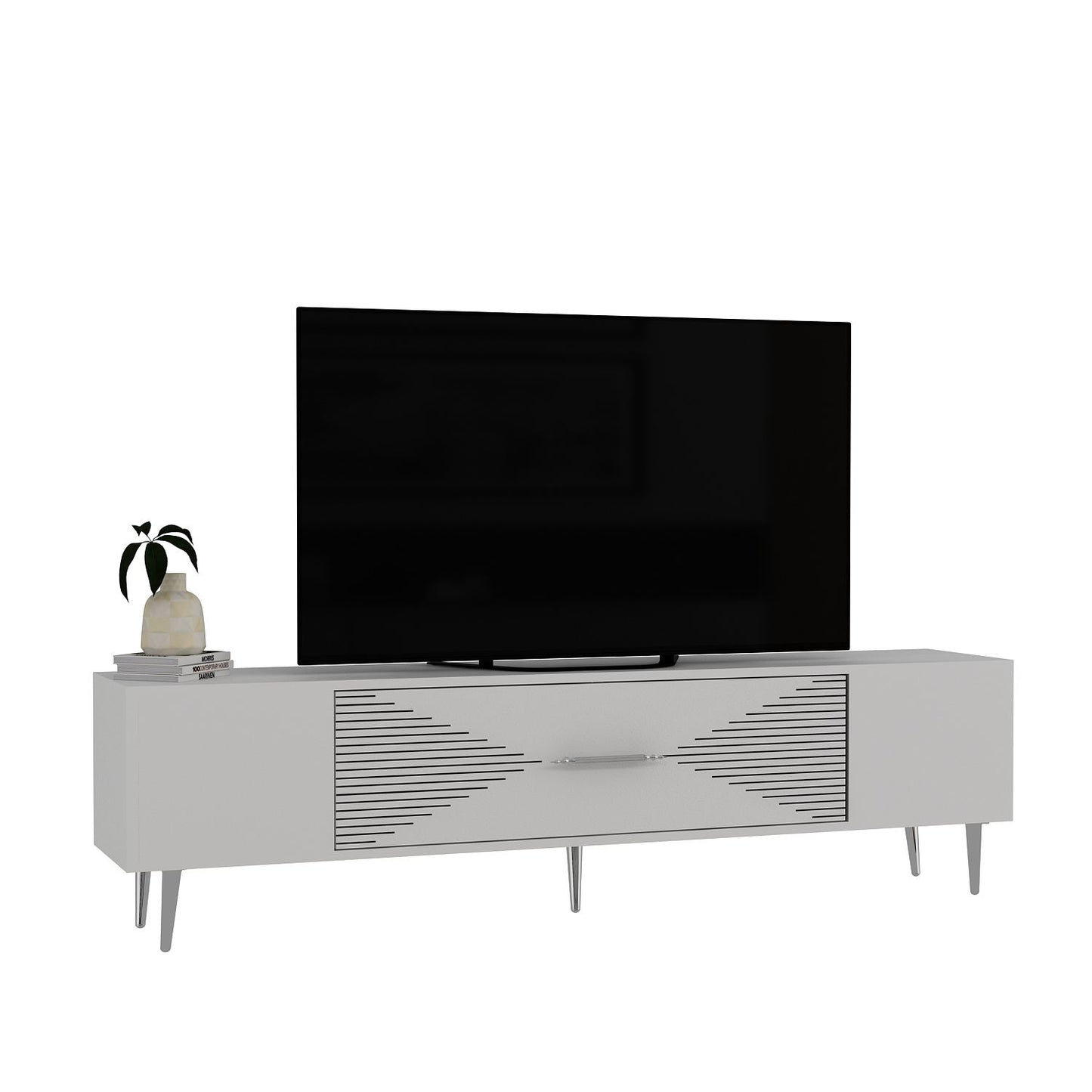Έπιπλο Τηλεόρασης TV Βάση Σύνθεση Λευκό Silver | 475OLV3037