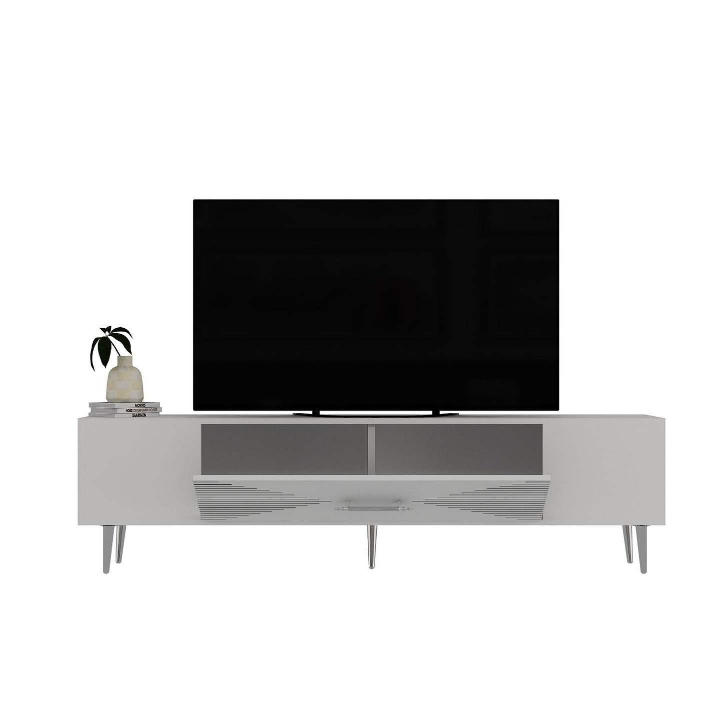 Έπιπλο Τηλεόρασης TV Βάση Σύνθεση Λευκό Silver | 475OLV3037