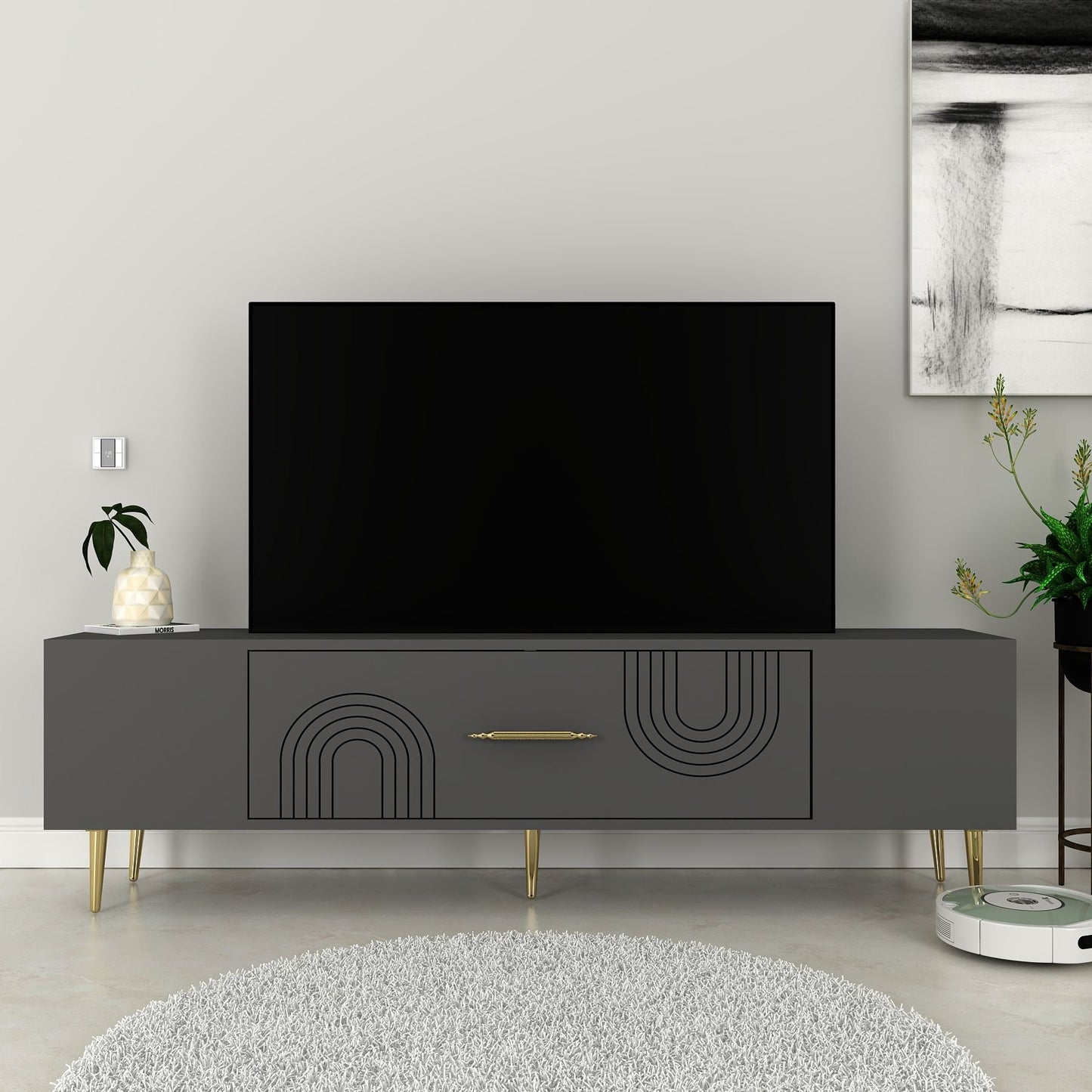 Έπιπλο Τηλεόρασης TV Βάση Σύνθεση Ανθρακί Χρυσό | 475OLV3039