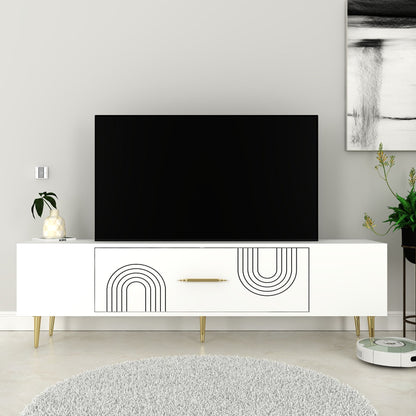Έπιπλο Τηλεόρασης TV Βάση Σύνθεση Λευκό Χρυσό | 475OLV3040