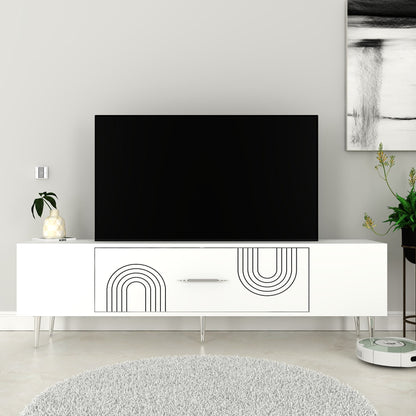 Έπιπλο Τηλεόρασης TV Βάση Σύνθεση Λευκό Silver | 475OLV3043