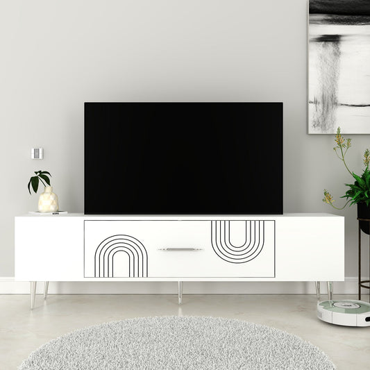 Έπιπλο Τηλεόρασης TV Βάση Σύνθεση Λευκό Silver | 475OLV3043