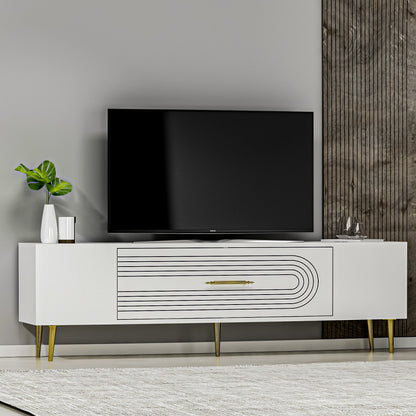 Έπιπλο Τηλεόρασης TV Βάση Σύνθεση Λευκό Χρυσό | 475OLV3046