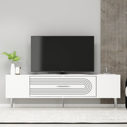 Έπιπλο Τηλεόρασης TV Βάση Σύνθεση Λευκό Silver | 475OLV3049