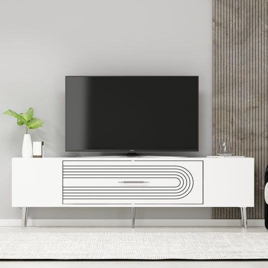 Έπιπλο Τηλεόρασης TV Βάση Σύνθεση Λευκό Silver | 475OLV3049