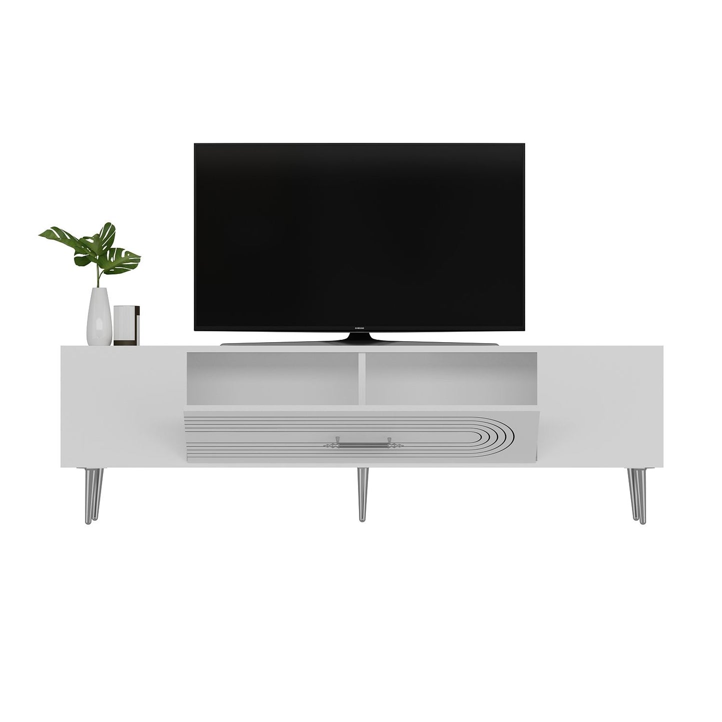 Έπιπλο Τηλεόρασης TV Βάση Σύνθεση Λευκό Silver | 475OLV3049