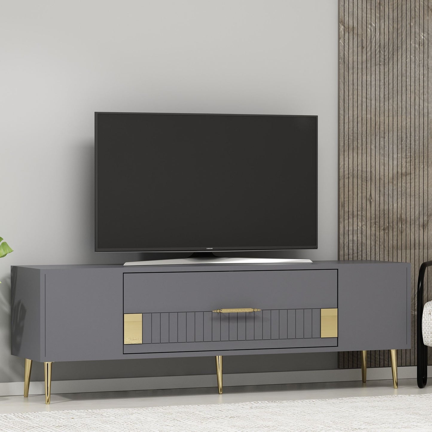 Έπιπλο Τηλεόρασης TV Βάση Σύνθεση Ανθρακί Χρυσό | 475OLV3051