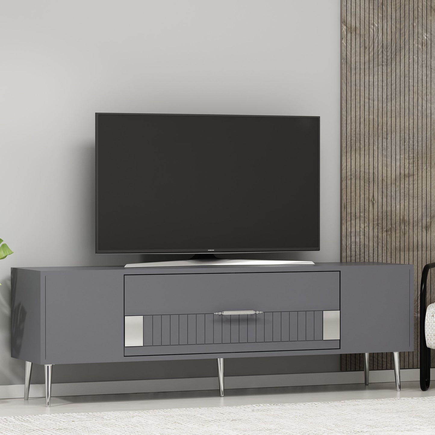 Έπιπλο Τηλεόρασης TV Βάση Σύνθεση Ανθρακί Silver | 475OLV3052