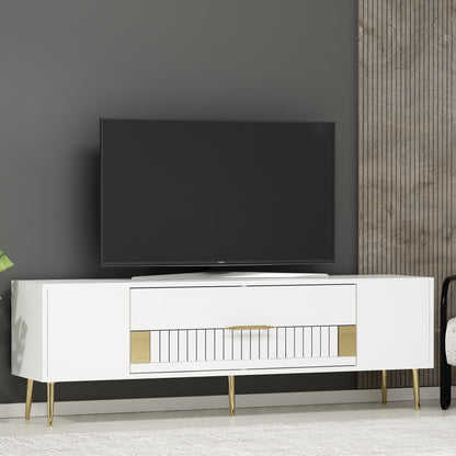 Έπιπλο Τηλεόρασης TV Βάση Σύνθεση Λευκό Χρυσό | 475OLV3053