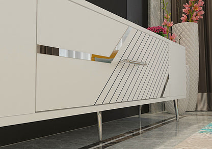 Έπιπλο Τηλεόρασης TV Βάση Σύνθεση Λευκό Silver | 475OLV3058