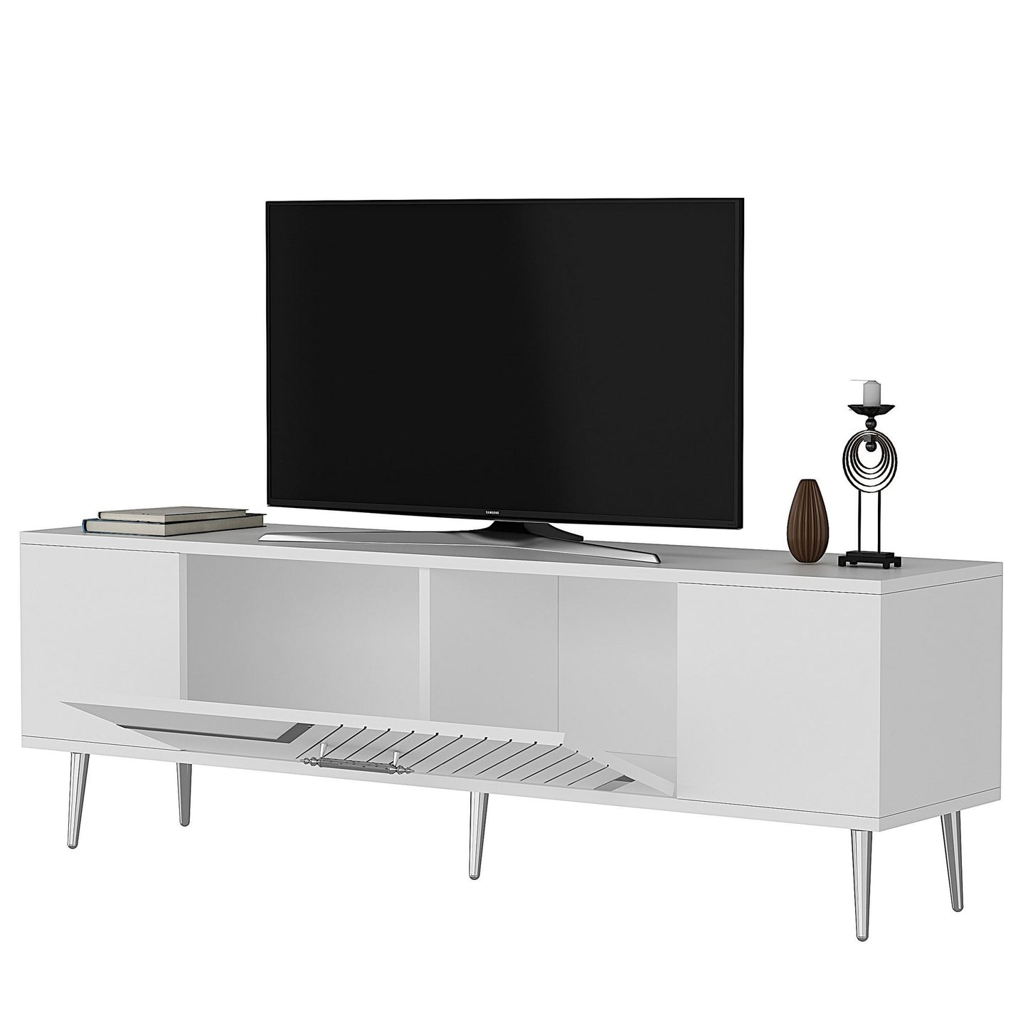 Έπιπλο Τηλεόρασης TV Βάση Σύνθεση Λευκό Silver | 475OLV3058