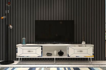 Έπιπλο Τηλεόρασης TV Βάση Σύνθεση Λευκό Silver | 475OLV3066