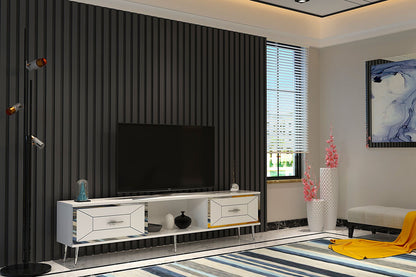 Έπιπλο Τηλεόρασης TV Βάση Σύνθεση Λευκό Silver | 475OLV3066