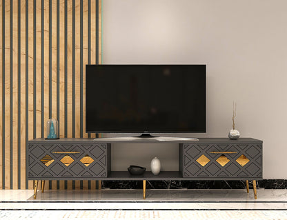 Έπιπλο Τηλεόρασης TV Βάση Σύνθεση Ανθρακί Χρυσό | 475OLV3071