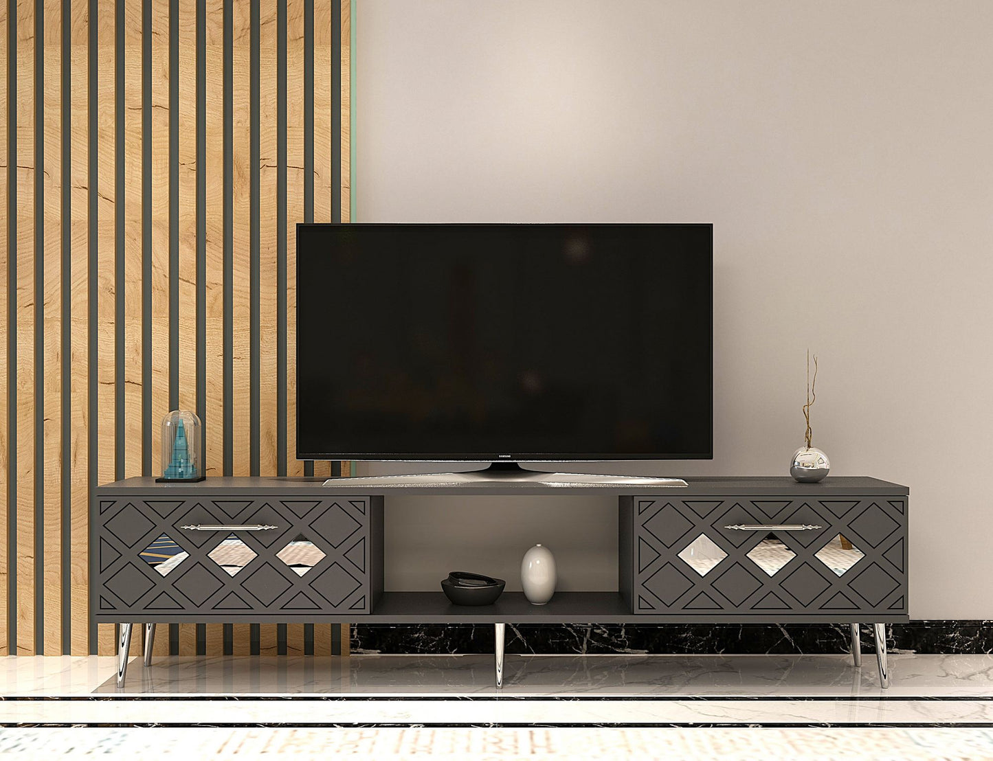 Έπιπλο Τηλεόρασης TV Βάση Σύνθεση Ανθρακί Silver | 475OLV3072