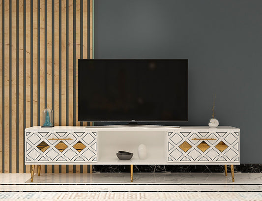Έπιπλο Τηλεόρασης TV Βάση Σύνθεση Λευκό Silver | 475OLV3074