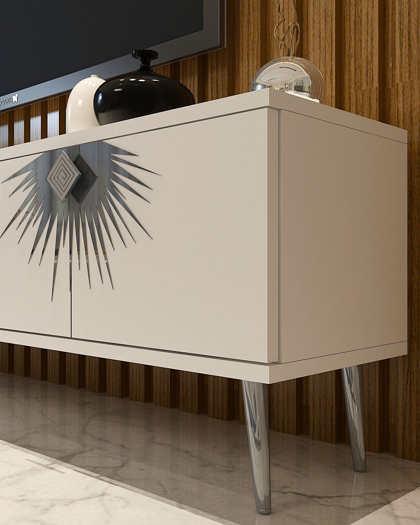 Έπιπλο Τηλεόρασης TV Βάση Σύνθεση Λευκό Silver | 475OLV3078