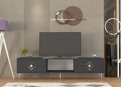 Έπιπλο Τηλεόρασης TV Βάση Σύνθεση Ανθρακί Silver | 475OLV3080