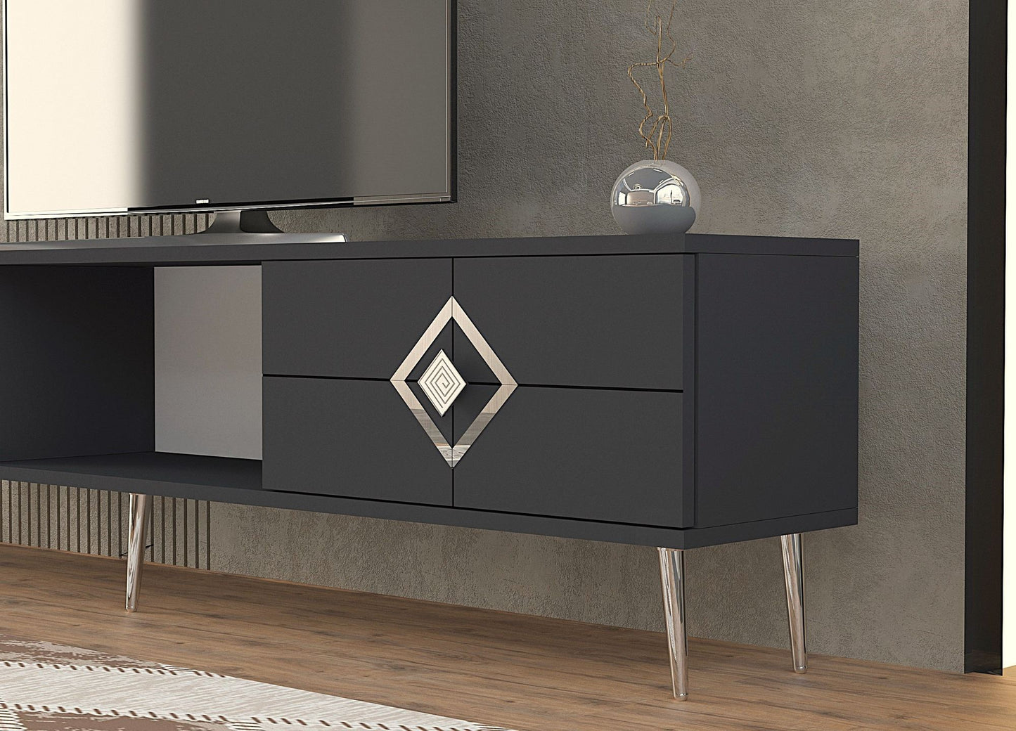 Έπιπλο Τηλεόρασης TV Βάση Σύνθεση Ανθρακί Silver | 475OLV3080