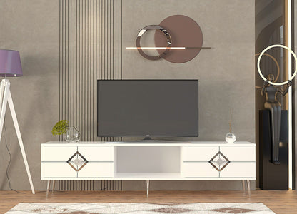 Έπιπλο Τηλεόρασης TV Βάση Σύνθεση Λευκό Silver | 475OLV3082