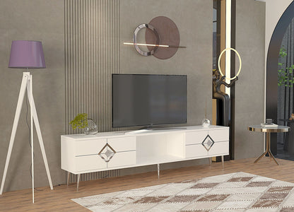 Έπιπλο Τηλεόρασης TV Βάση Σύνθεση Λευκό Silver | 475OLV3082