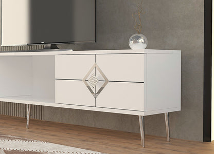 Έπιπλο Τηλεόρασης TV Βάση Σύνθεση Λευκό Silver | 475OLV3082