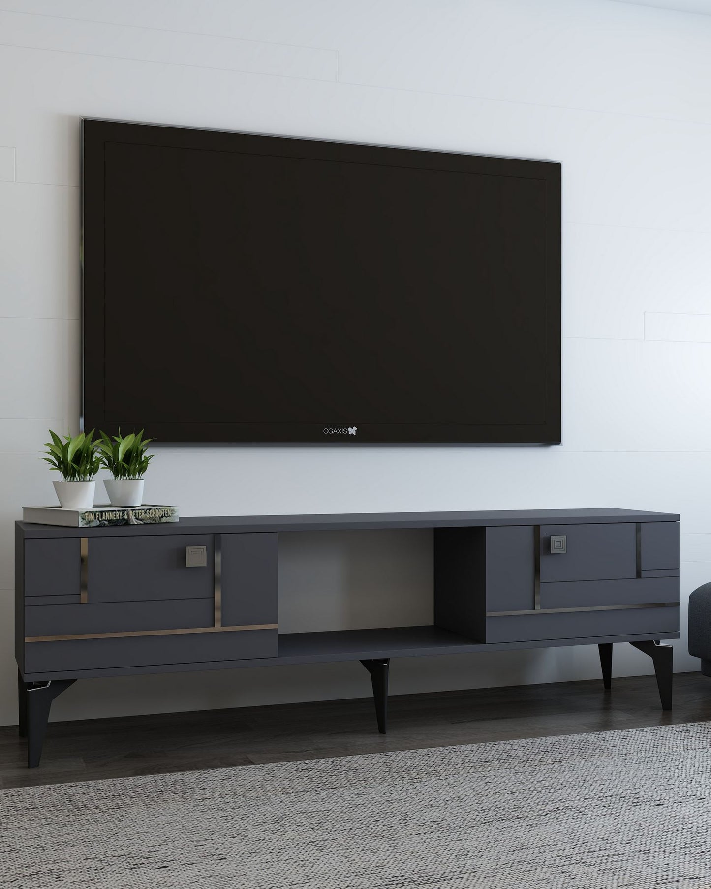 Έπιπλο Τηλεόρασης TV Βάση Σύνθεση Ανθρακί Silver | 475OLV3088